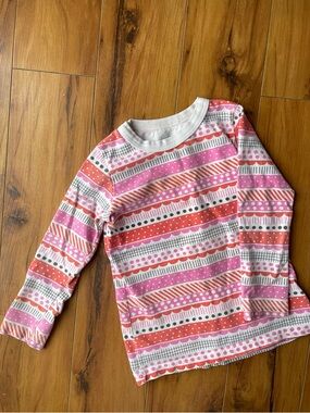 Girls Long Sleeve Stripe & Dot Top - Pink/Coral